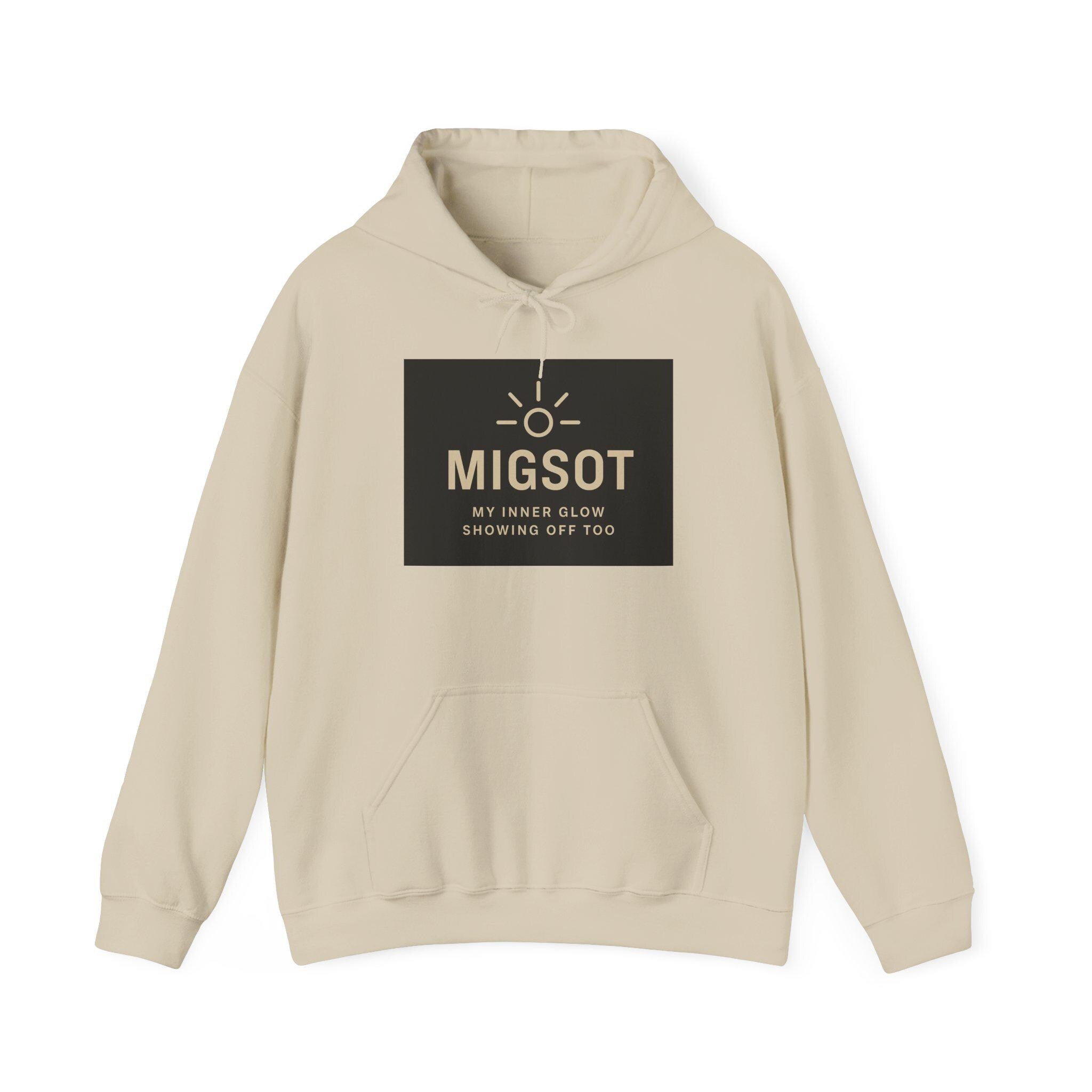 MIGSOT sun logo hoodie | Minimal Glow Graphic Hoodie