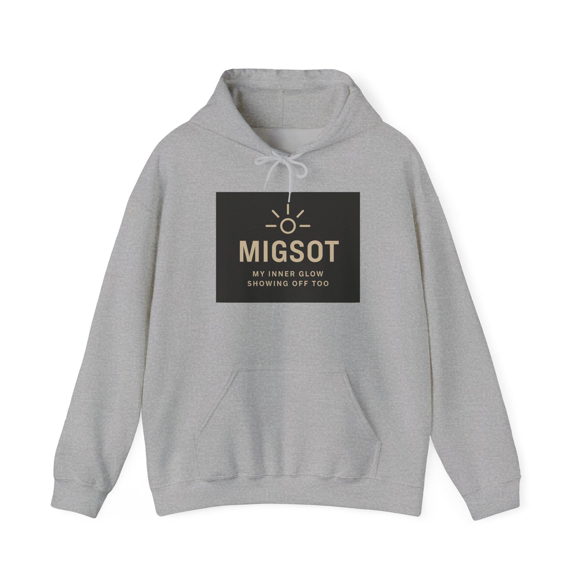 MIGSOT sun logo hoodie | Minimal Glow Graphic Hoodie