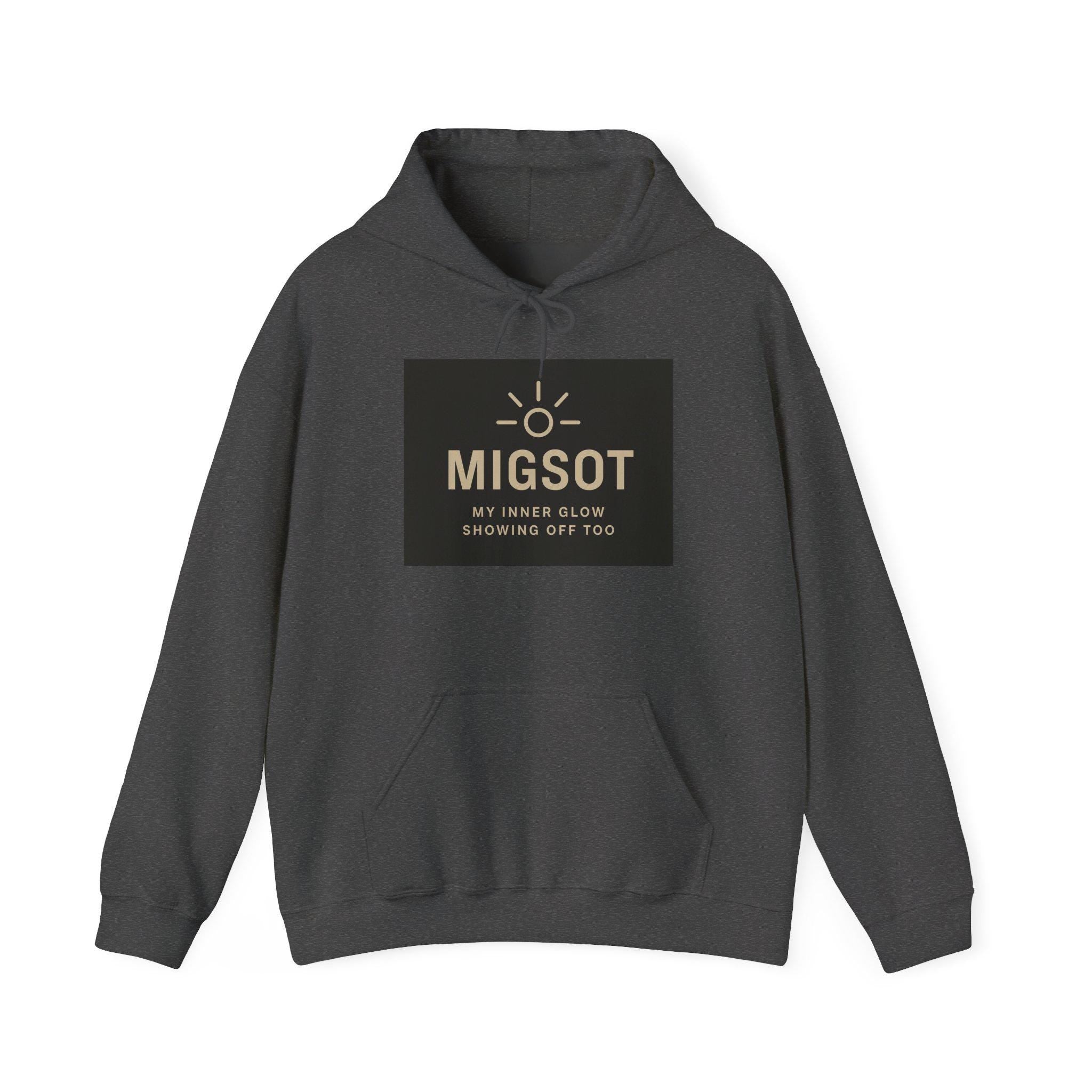 MIGSOT sun logo hoodie | Minimal Glow Graphic Hoodie