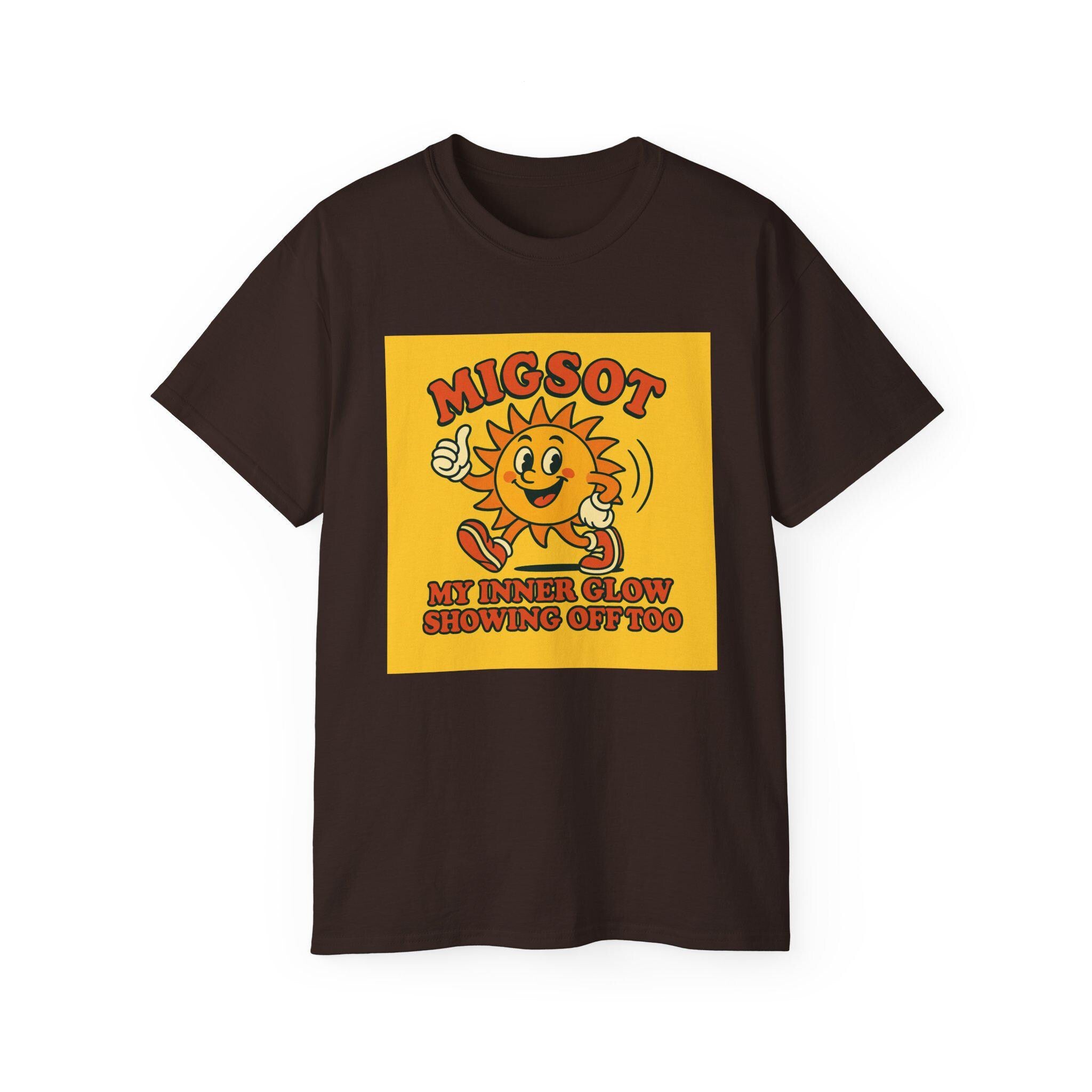 Smiling Sun Cartoon My Inner Glow T-Shirt | Retro Sunshine Graphic Tee
